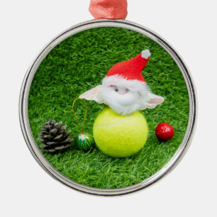 Weihnachten im Tennis mit Weihnachtsmann und Tenni Ornament Aus Metall