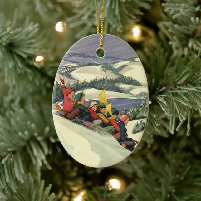 Weihnachten im Tessin, Kinder Rodelbahn mit Aussic Keramikornament (Baum)