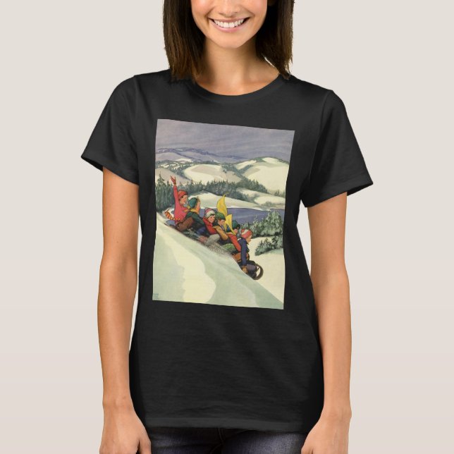 Weihnachten im Tessin, Kinder Rodelbahn mit Aussic T-Shirt (Vorderseite)