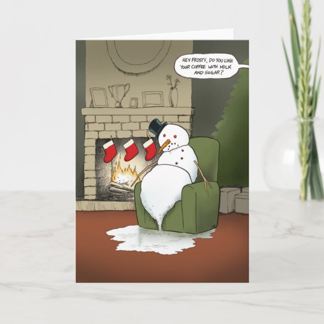 Weihnachten im Urlaub Schneemann Grußkarte Karte (Vorderseite)