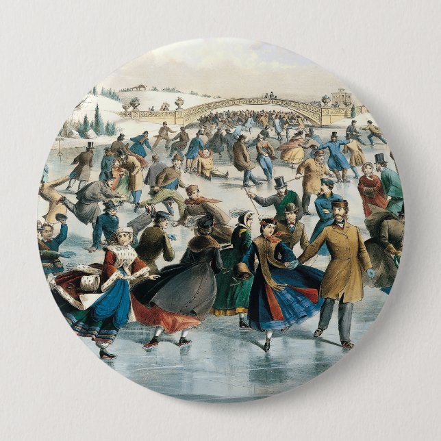 Weihnachten im viktorianischen Central Park Currie Button (Vorderseite)