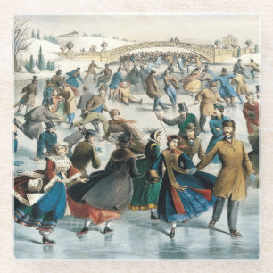 Weihnachten im viktorianischen Central Park Currie Glasuntersetzer