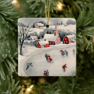Weihnachten im viktorianischen Stil, Eisläufer auf Keramikornament