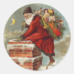Weihnachten im viktorianischen Stil: Heiliger Niko Runder Aufkleber