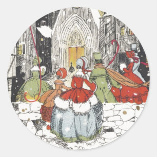 Weihnachten im viktorianischen Stil - Menschen auf Runder Aufkleber