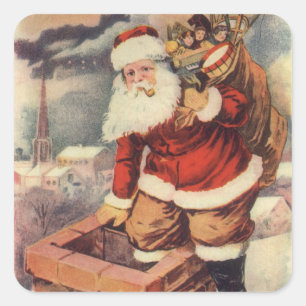 Weihnachten im viktorianischen Stil: Santa Claus i Quadratischer Aufkleber