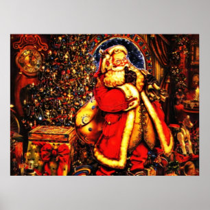 Weihnachten im viktorianischen Stil Santa Claus Poster