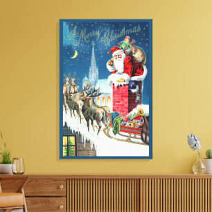 Weihnachten im viktorianischen Stil: Weihnachtsman Leinwanddruck