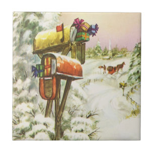 Weihnachten im Vintage-Stil, Briefkästen in der Wi Fliese