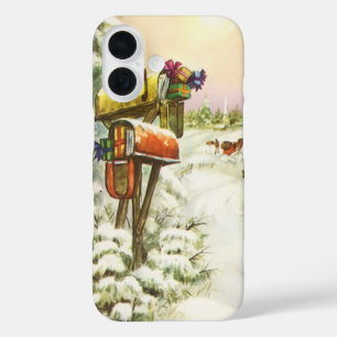 Weihnachten im Vintage-Stil, Briefkästen in der Wi iPhone 16 Hülle