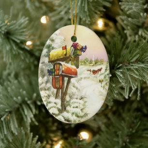 Weihnachten im Vintage-Stil, Briefkästen in Winter Keramik Ornament