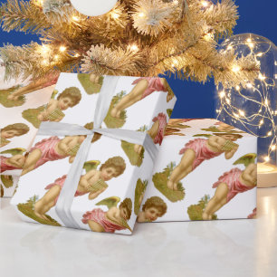 Weihnachten im Vintage-Stil, Engel-Musiker mit Pan Geschenkpapier