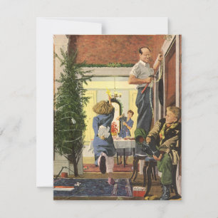 Weihnachten im Vintage-Stil, Familie beim Schmücke