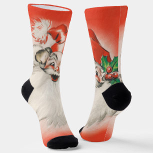 Weihnachten im Vintage-Stil, fröhlicher Retro-Sant Socken