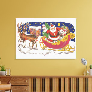 Weihnachten im Vintage-Stil, fröhlicher Weihnachts Leinwanddruck