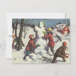 Weihnachten im Vintage-Stil, Kinder beim Schneebal