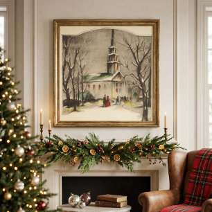 Weihnachten im Vintage-Stil, Kirche in der Winterl Poster