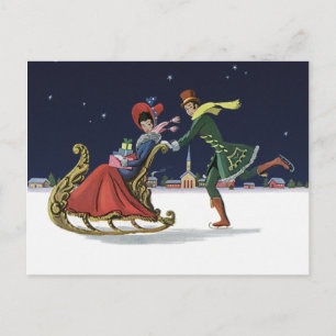 Weihnachten im Vintage-Stil, Liebespaar beim Eisla