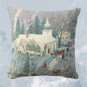 Weihnachten im Vintage-Stil, Menschen auf dem Weg Kissen