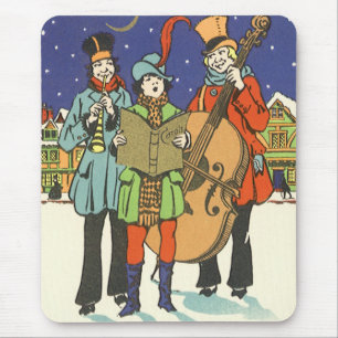 Weihnachten im Vintage-Stil, Musiker beim Singen v Mousepad