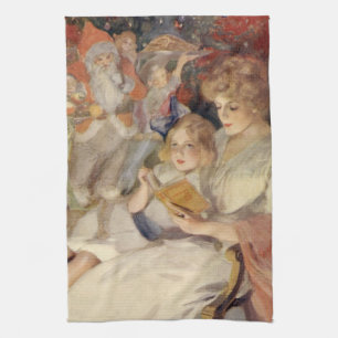 Weihnachten im Vintage-Stil, Mutter liest Gutenach Geschirrtuch