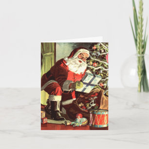 Weihnachten im Vintage-Stil, Retro-Weihnachtsmann  Dankeskarte