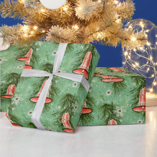 Weihnachten im Vintage-Stil: Rote Glocken und Schn Geschenkpapier