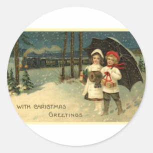 Weihnachten im Vintage-Stil Runder Aufkleber