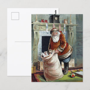 Weihnachten im Vintage-Stil, Sankt Nikolaus am Kam Postkarte