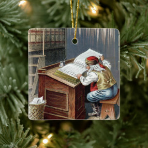 Weihnachten im Vintage-Stil, Sankt Nikolaus brav o Keramikornament