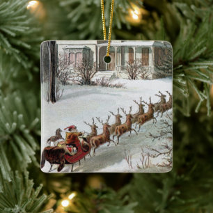 Weihnachten im Vintage-Stil, Sankt Nikolaus mit Re Keramikornament