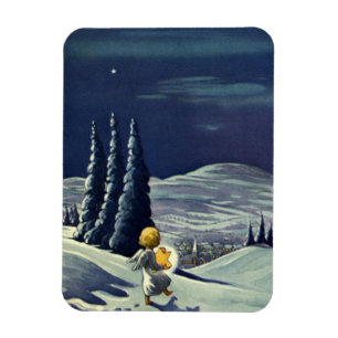 Weihnachten im Vintage-Stil, Schneeengel geht mit  Magnet