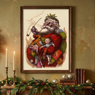 Weihnachten im Vintage-Stil, viktorianische Santa- Poster
