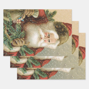 Weihnachten im Vintage-Stil, viktorianischer Weihn Geschenkpapier Set