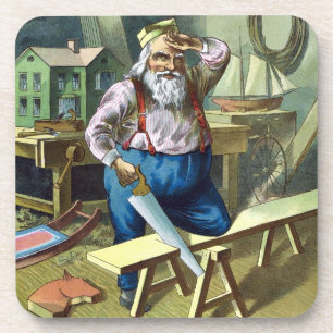 Weihnachten im Vintage-Stil, Weihnachtsmann beim B Getränkeuntersetzer