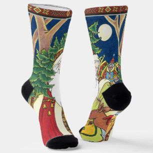 Weihnachten im Vintage-Stil, Weihnachtsmann Hirsch Socken