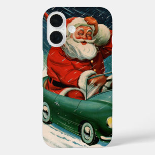 Weihnachten im Vintage-Stil, Weihnachtsmann in ein iPhone 16 Hülle