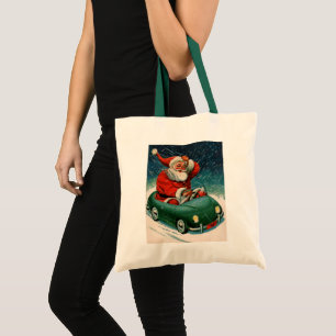 Weihnachten im Vintage-Stil, Weihnachtsmann in ein Tragetasche
