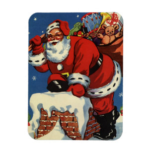 Weihnachten im Vintage-Stil, Weihnachtsmann kommt  Magnet