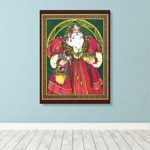 Weihnachten im Vintage-Stil, Weihnachtsmann mit St Leinwanddruck
