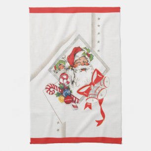 Weihnachten im Vintage-Stil, Weihnachtsmann mit Zu Geschirrtuch