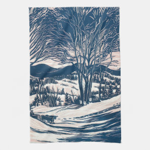 Weihnachten im Vintage-Stil, Winter-Schneebebirgsl Geschirrtuch
