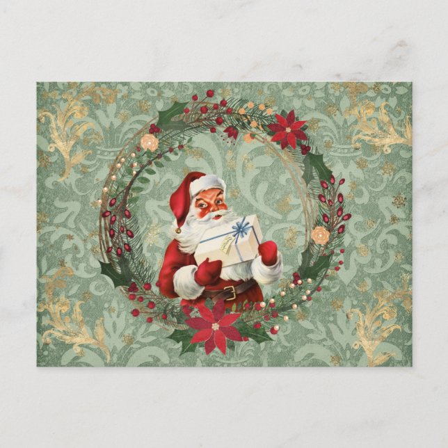Weihnachten im Vintagen Stil - Weihnachtsmann und  Postkarte (Vorderseite)