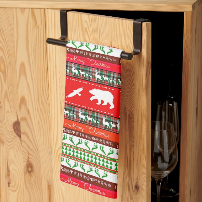 Weihnachten im Wald Geschirrtuch (Drittel gefaltet)