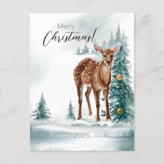 Weihnachten im Wald in Wasserfarbe Postkarte