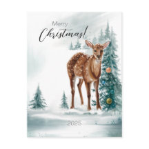 Weihnachten im Wald in Wasserfarbe