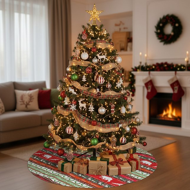 Weihnachten im Wald Polyester Weihnachtsbaumdecke (Von Creator hochgeladen)