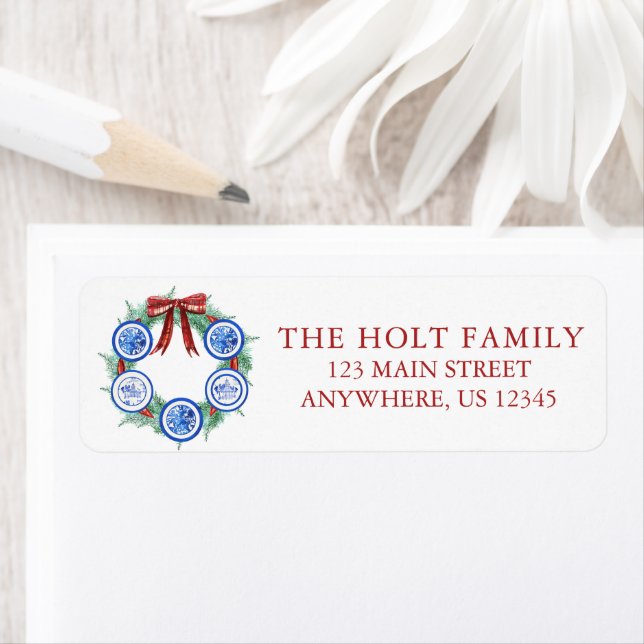 Weihnachten im Wasser Chinoiserie Teller Wreath (Insitu)