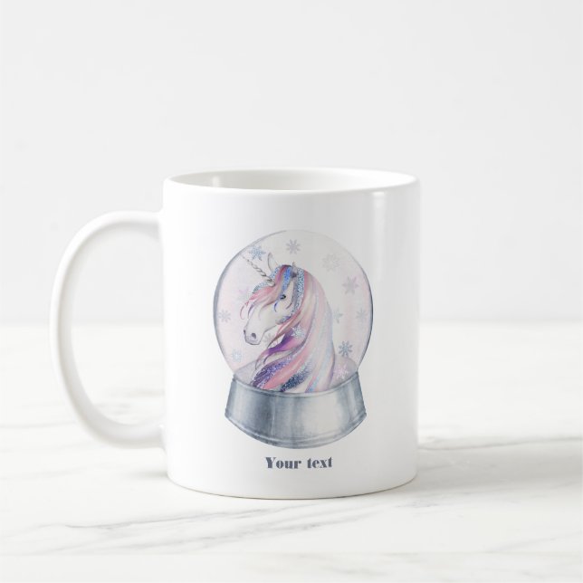 Weihnachten im Wasser Einhorn Schneeglobe Kaffeetasse (Links)