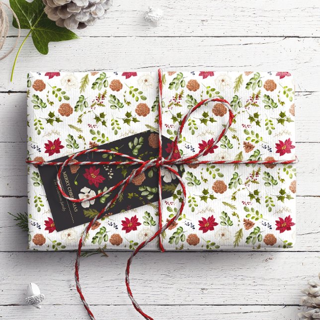 Weihnachten im Wasser Elegante Blumenblätter Geschenkpapier (Von Creator hochgeladen)